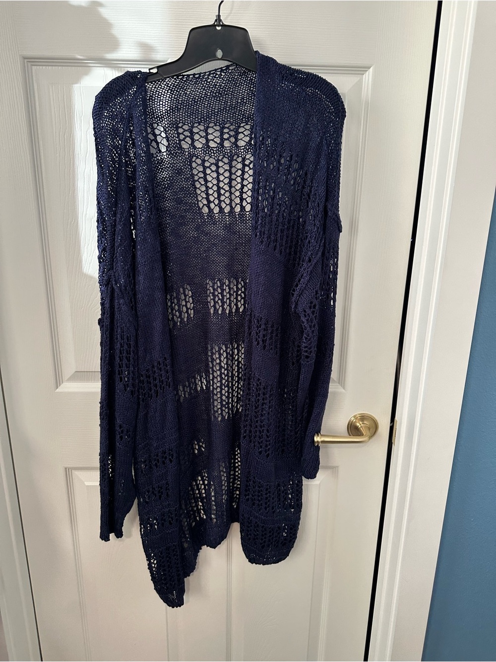 Open-Knit Navy Women’s Cardigan Sweater